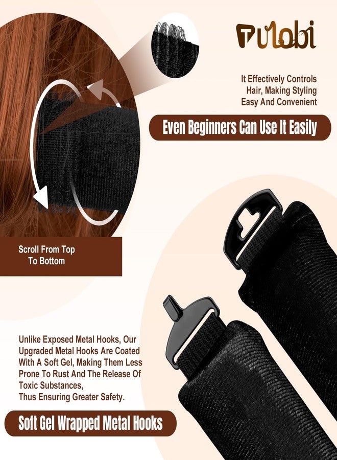 TULOBI 3 Pcs Heatless Curls Overnight - Upgraded Velvet Heatless Hair Curler with Velcro Fastener, Overnight Jumbo Blowout Rods, Hair Curlers to Sleep in for All Hair Types (Black) - Image 4